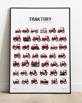 Czerwone Traktory! Dużo Traktorów! 50x70cm :), Tiny Machinery
