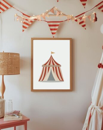 Plakat do pokoju dziecka Cyrk ilustracja pastelowa, black dot studio