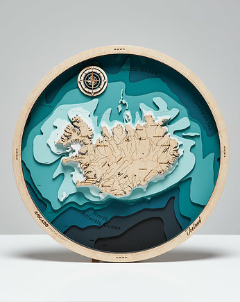Islandia - Drewniana Mapa, AvocadoPT