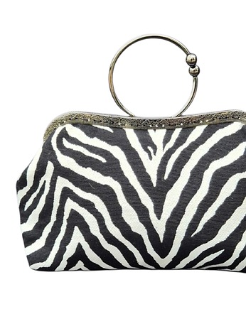 Amanda- torebka z biglem ,retro zebra biała, HanSylwAnia