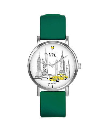 Zegarek  mały - New York - silikonowy, zielony, yenoo