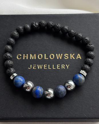Bransoletka Męska Lapis Lazuli srebrna, Chmolowska Jewellery