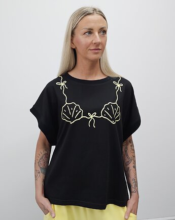Bawełniany bezrękawnik z nadrukiem - Yellow bikini top, Ablush