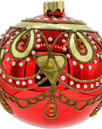 Bombki czerwone ze złotym ornamentem i kryształkami, Syn Bombkarza