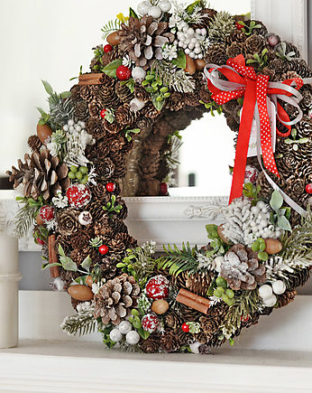 Duży wianek na drzwi "chrismas time", ci sza