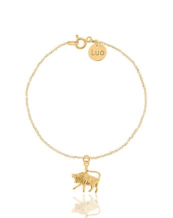Bransoletka srebrna pozłacana ze znakiem zodiaku Byk, LUO