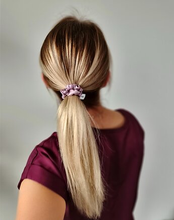 Gumka jedwabna, scrunchie, frotka lavender pink MINI, Capillum