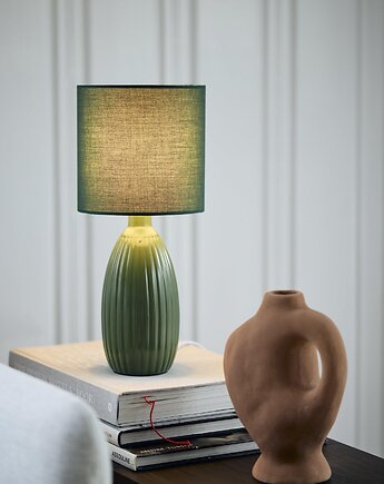 Ceramiczna lampa stołowa Uno w zielonym odcieniu, Elado