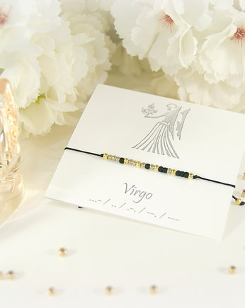 Alfabet morse'a Panna Bransoletka Zodiak Virgo, Blue Pearl Art
