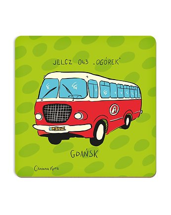 Podkładka pod kubek Gdańsk Autobus Jelcz 043, Gliniana Kura