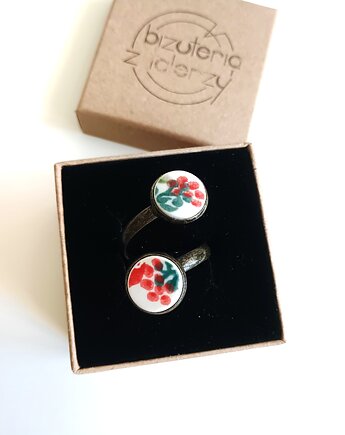 Pierścionek Bolesławiec podwójny, biżuteria z talerzy