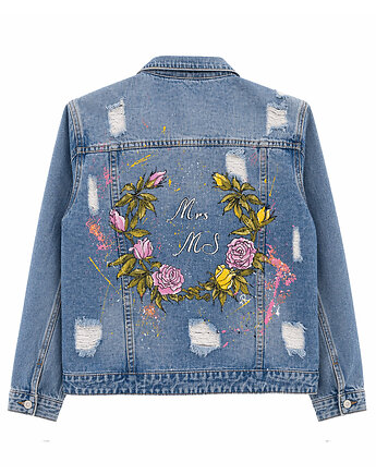 Kurtka jeansowa na ślub, Panna Młoda, rękąROBIONE