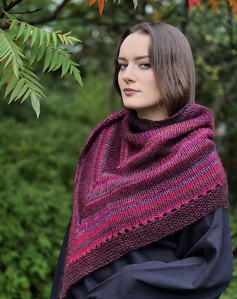 Czereśnie / chusta z jedwabiem, agat handmade