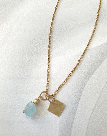 Wisior ANTYK raw, akwamaryn, mosiądz, modesign