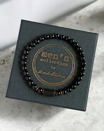 Czarny turmalin - bransoletka męska - OCHRONA, kaktusia