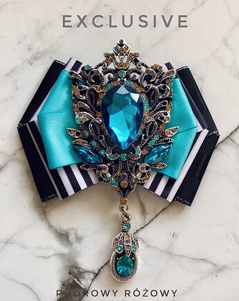 Brosza  z Ogromnym lazurowym  kryształem NEW, Pudrowy Różowy