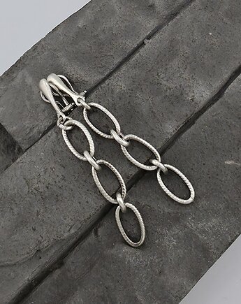 Klipsy srebrne Chain, RayOfArt