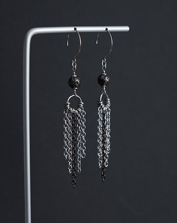 Długie kolczyki ze stali z lawą i łańcuszkami, AT NOON