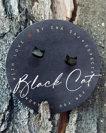 Black Cat - kolczyki z masy perłowej, Ewa Saj  Silver