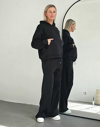 Aba komplet oversized kangurka i szerokie spodnie wide leg Black, Ablush