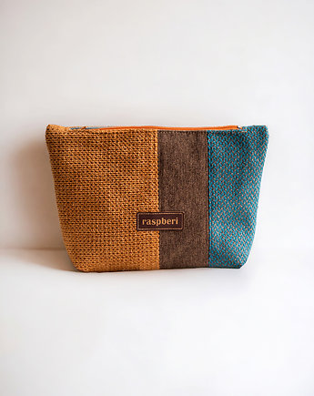 Rudo-niebieska duża kosmetyczka damska patchwork, raspberi