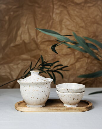 Zestaw do herbaty ceramiczny 1 Gaiwan + 2 czarki, Wet Spot Ceramic Studio