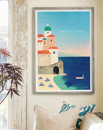 Amalfi Włochy - plakat 50x70 cm - plaża Atrani, minimalmill