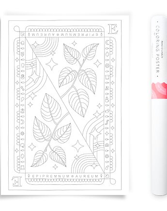 Plakat do Kolorowania Roślina Doniczkowa Epipremnum 50x70cm, Anna Grunduls Design