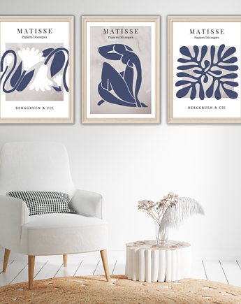 Zestaw 3 plakatów Blue fascination Matisse style, Well Done Shop
