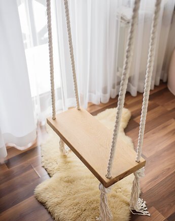Huśtawka dębowa dla dzieci i dorosłych! STYL BOHO 60 x 25 cm. Prawdziwy dąb, OhSwing