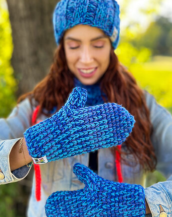 Rękawiczki MERINO 66% ,,Niebieskości, Brain Inside