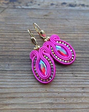 Fuksjowe kolczyki soutache, Mró Soutache