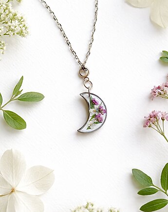 Naszyjnik księżyc z kwiatami - kolekcja wiosna 2026, Blask Natury