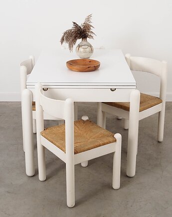 Stół biały rozkładany, włoski design, lata 80, produkcja: Włochy, Przetwory design