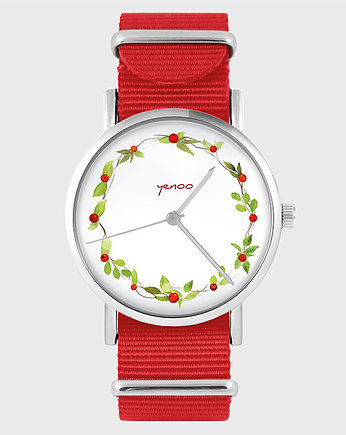 Zegarek - Wianek, dzika róża - czerwony, nato, yenoo