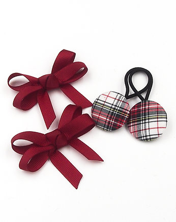 Komplet do włosów gumki i spinki kokardki święta, Momilio