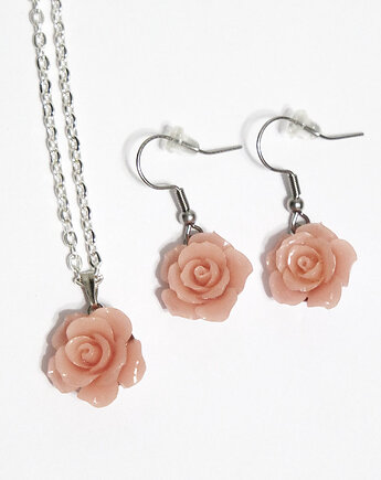 Komplet - Róża pudrowy róż - koral, yenoo