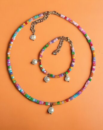 RAZEM TANIEJ! komplet : summer collection  : muszla i perły, kaktusia