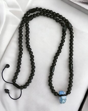 UNIKAT: linaryt, lawa, turmalin : naszyjnik MĘSKI, kaktusia