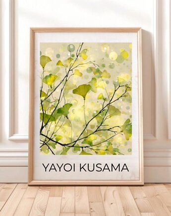 PLAKAT dekoracyjny zielony miłorząb natura Kusama, black dot studio