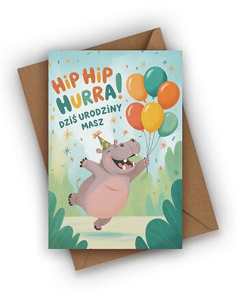 Kartka urodzinowa dla dziecka- Hip hip Hura! Dziś urodziny masz!, Czarna Owca Karteczki