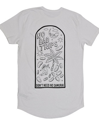 Biały T-shirt z eko bawełny No Bad Trips, ZAMIŁOWANIA - Spersonalizowany prezent
