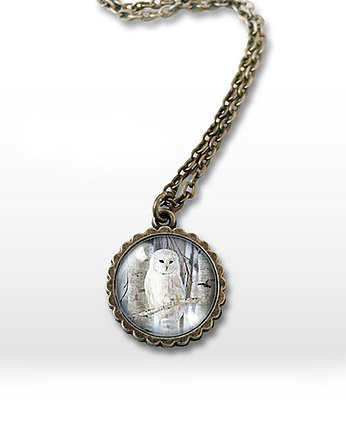 Medalion - Biała sowa - mały, brąz, yenoo