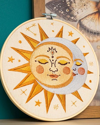 Słońce i księżyc, light, haft w tamborku 20 cm, Plasun