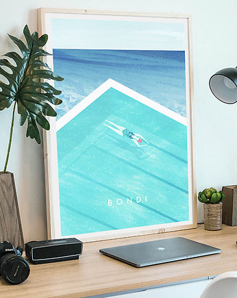 Bondi Beach - plakat 50x70 cm - plaża i basen, minimalmill