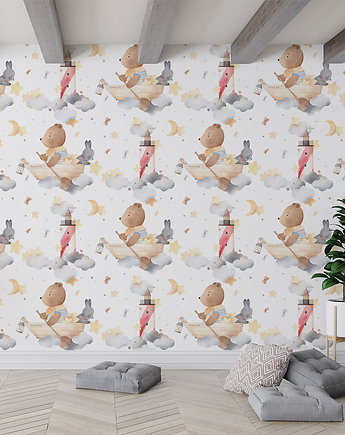 Tapeta Retro-wyścig miś w łódce, Make My Wall 