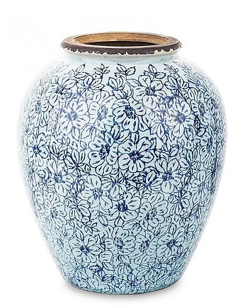 Wazon Ceramiczny Biały Blue Flowers, POPULARNE - Prezenty nas Święta