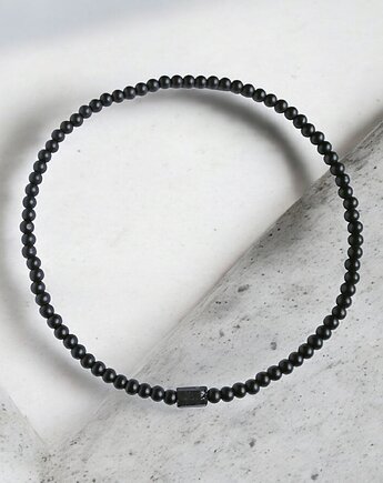 Naszyjnik MĘSKI : czarny turmalin & onyks mat 6MM, kaktusia