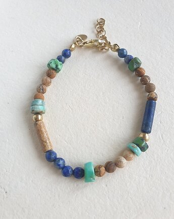 Bransoletka ANTYK ERIS  jaspis obrazkowy, turkus, lapis lazuli, modesign