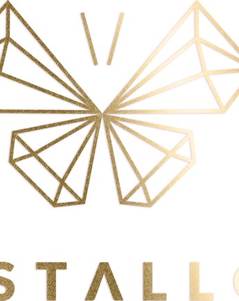 Szklana butelka na wodę z kwarcem różowym HEXAGON 650ml - hologram, CRYSTALLOVE